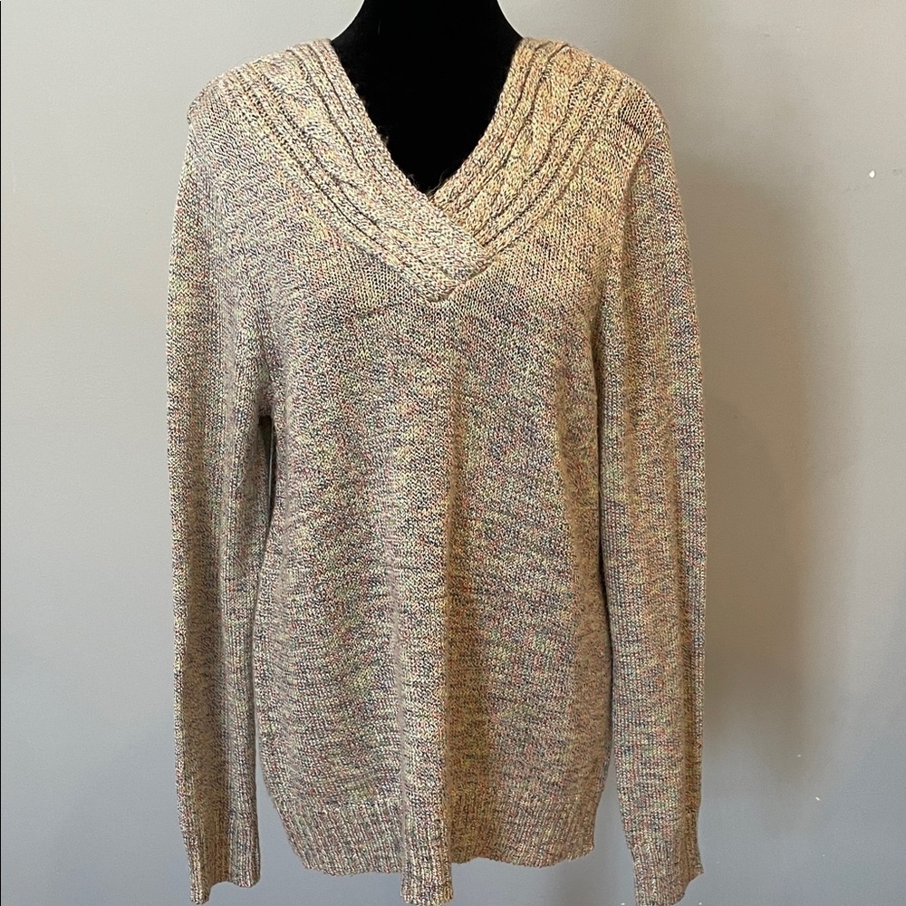Women's Multicolor V-Neck Sweater soft colors soft fabric